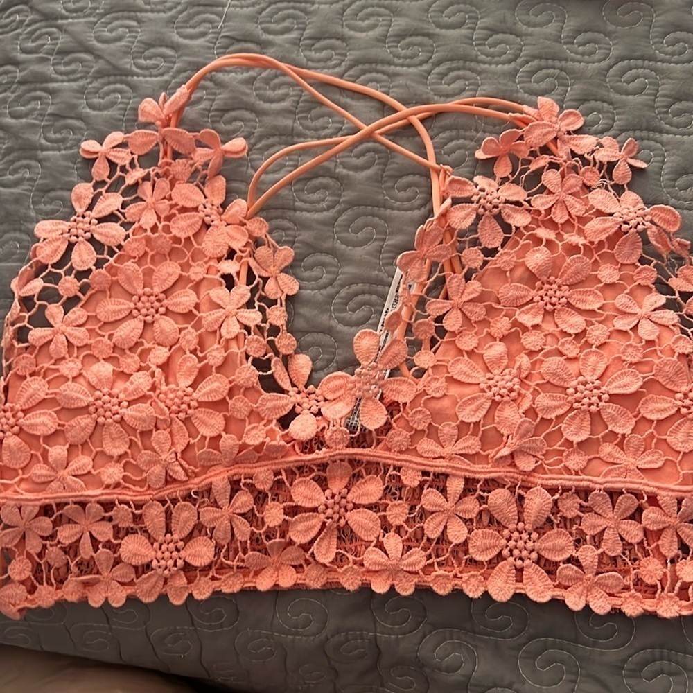 Free People Pink Intimately Floral Crochet Bralette size M